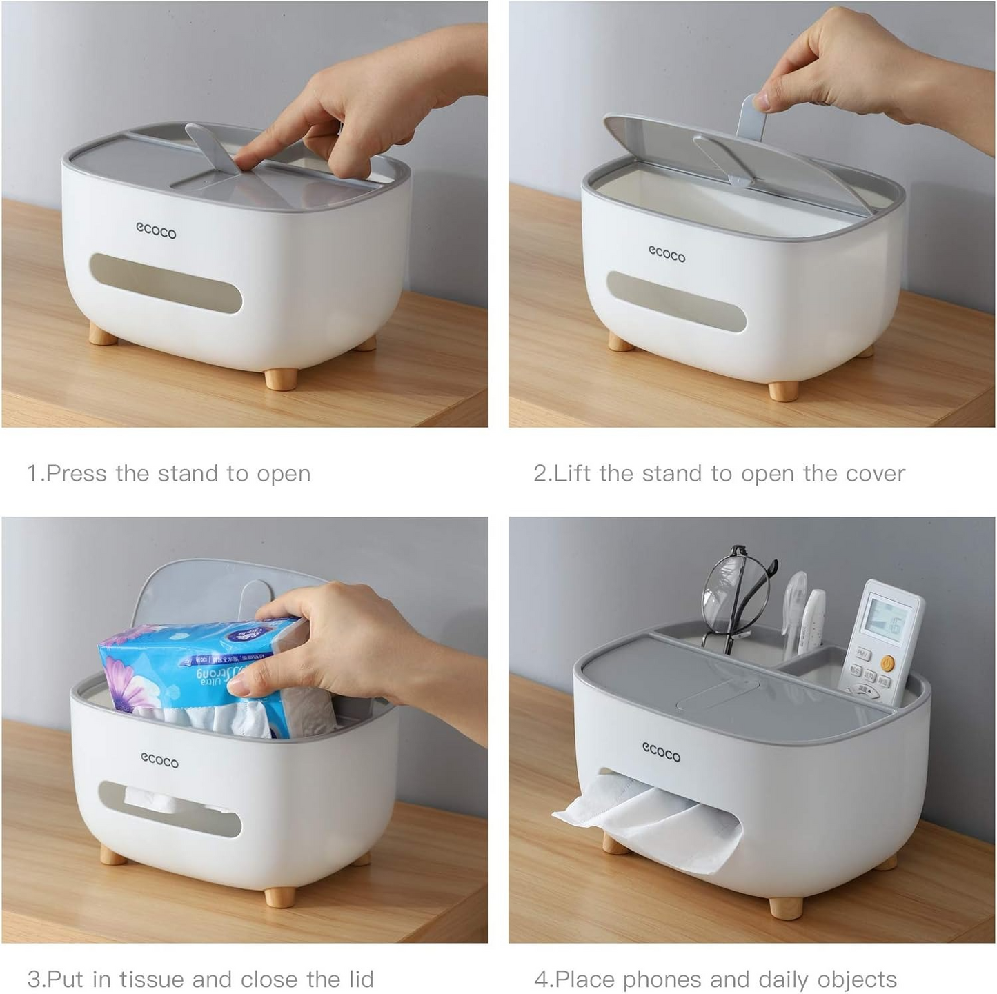 Ecoco Tissue Box with Storage Drawer